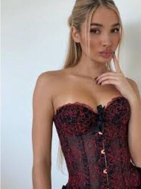 Savage x Fenty Red Black Multi Corset Size XS